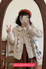 Long Sleeve Vintage Floral Embroidered Cardigan Sweater