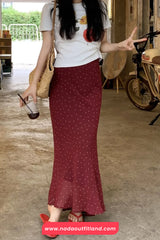 High Waist Polka Dots Pattern Slim Bodycon Mermaid Skirts