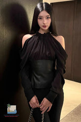 Long Sleeve Sexy Halter Off Shoulder Elegant Blouse Shirt