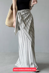 High Waist Striped Irregular Style Elegant Skirts