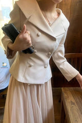 Long Sleeve French Elegant Cropped Blazer Jacket