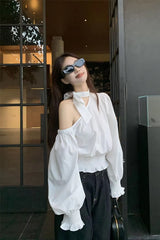 Sexy Off Shoulder Flare Sleeve Blouse Shirts