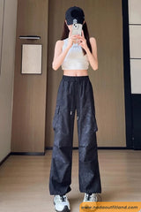 Loose Cargo Pockets Tie Dye Style Long Pants