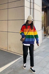 Loose Rainbow Warm Knitted Sweater