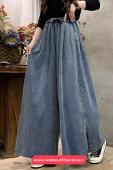 High Waist Loose Wide Leg Denim Long Pants