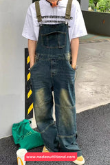 Loose Retro Men Jeans Jumpsuit