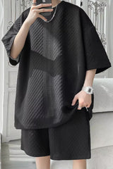 2 Piece Set Casual Loose Men Shirts With Shorts