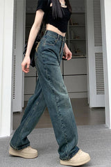 High Waist Loose Retro Basic Jeans Pants