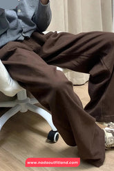 Retro Loose Coffee Colors Denim Pants