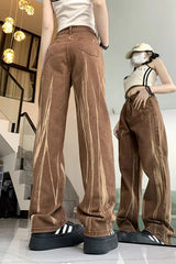 High Waist Retro Brown Jeans Pants