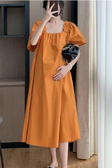 Short Puff Sleeve Elegant Summer Dress