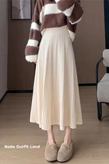 High Waist A-Line Pleated Thick Knitted Skirts
