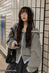 Long Sleeve Knitwear Hooded Cardigan Sweater