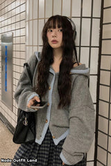 Long Sleeve Knitwear Hooded Cardigan Sweater