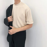 Solid Color High Neck Casual Men Shirt