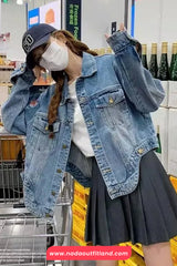 Long Sleeve Cropped Vintage Denim Jacket