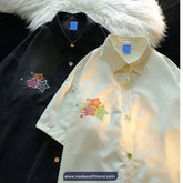 Stars Double Printed Collar Blouse Shirt