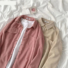 Loose Retro Single Breasted Corduroy Shirts