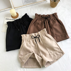 Wide Leg Woolen Casual Office Shorts