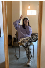 High Waist Plaid Colors Jogging Pants