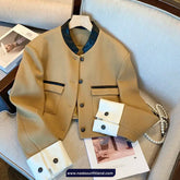 Long Sleeve Elegant Patchwork Cropped Office Jacket