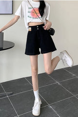 High Waist Retro Simple Denim Shorts Jeans