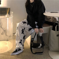 Cute Bear Full Printed Loose Pants
