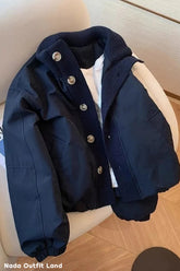 Loose Stand Collar Winter Button Coat Jacket