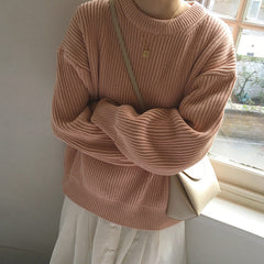 O-Neck Thick Vintage Loose Knitted Sweater