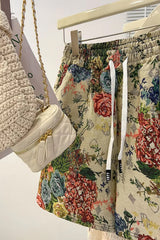 High Waist Floral Pattern Wide Leg Shorts