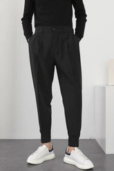 Slim Casual Small Feet Pleated Men Pants