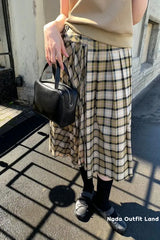 High Waist Irregular A-Line Casual Plaid Skirts