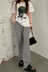 Loose Plaid Checkerboard Wide Leg Pants
