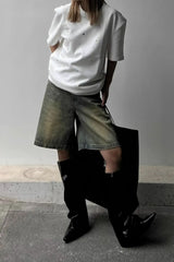 Retro Washed Color Denim Shorts