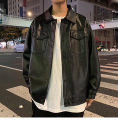 Black Soft Faux Leather MEN Jacket