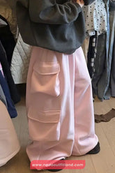 Loose Wide Leg Cargo Pockets Sweatpants