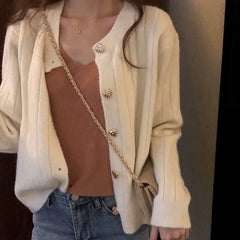 Cute Hearts Button Knitted Cardigan Sweater