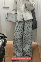 Loose Thick Floral Pattern Casual Sweatpants