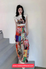Cute Cartoon Comic Style Pattern Long Pants
