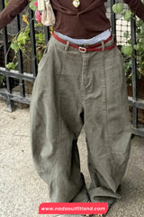 Loose Vintage Pockets Wide Leg Pants