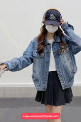 Long Sleeve Cropped Vintage Denim Jacket