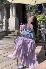 Vintage Elegant Lace Ruffled Style Long Dress