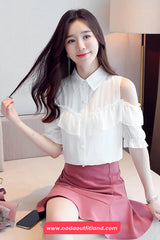 Short Sleeve Off Shoulder Sexy Office Blouse Shirt