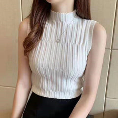 Sleeveless O-Neck Knitted Tank Top