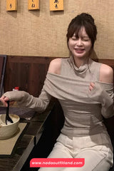 Long Sleeve Sexy Off Shoulder 2 Pieces Shirts