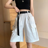 High Waist Chain Cargo Shorts Pants
