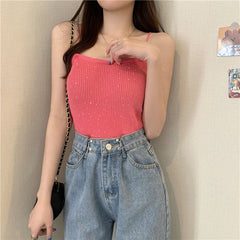 Sexy Little Beading Camisole Crop Tops