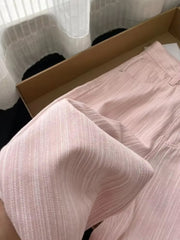 Loose Pink Striped Style Jeans Pants
