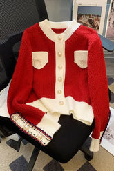 Long Sleeve Sweet Bow Elegant Cardigan Sweater