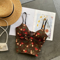 Backless Florals Pattern Sexy Crop Tops
